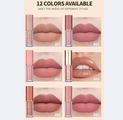 12 Matte Lipsticks – Smudge-Proof & Long-Lasting (Orginal Handaiyan )