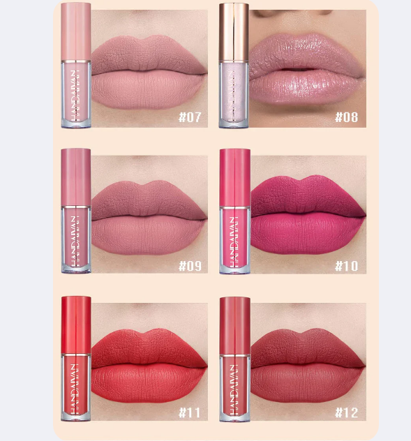 12 Matte Lipsticks – Smudge-Proof & Long-Lasting (Orginal Handaiyan )