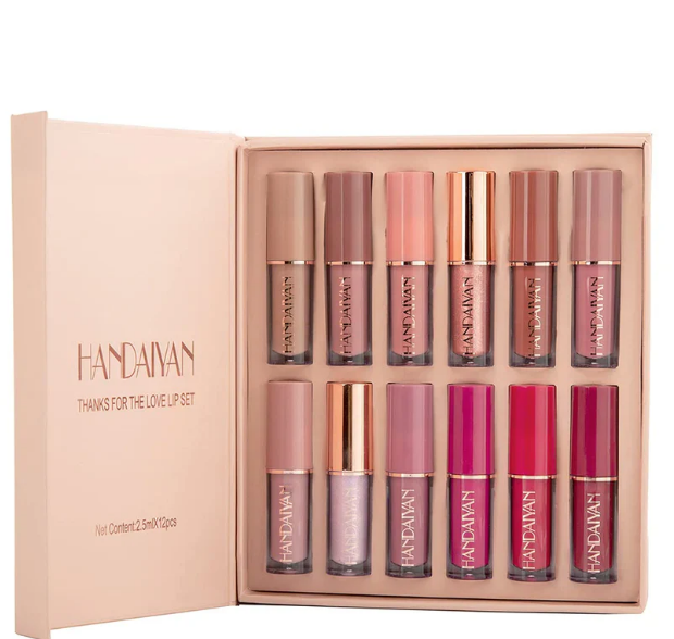 12 Matte Lipsticks – Smudge-Proof & Long-Lasting (Orginal Handaiyan )